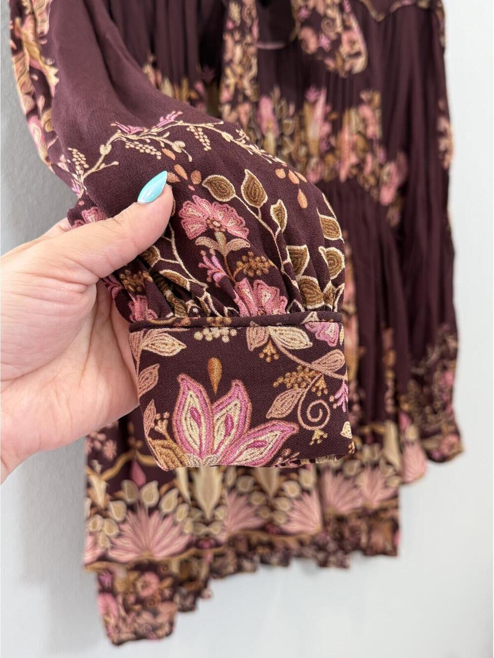 Farm Rio The Bella Brown and Pink Floral Mini Dress - Women's XL - Picture 5 of 9